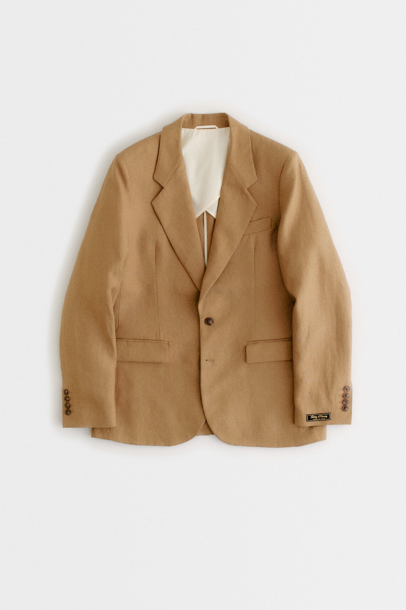 LOOSE NOTCH BLAZER - RUSTIC BROWN FLAX