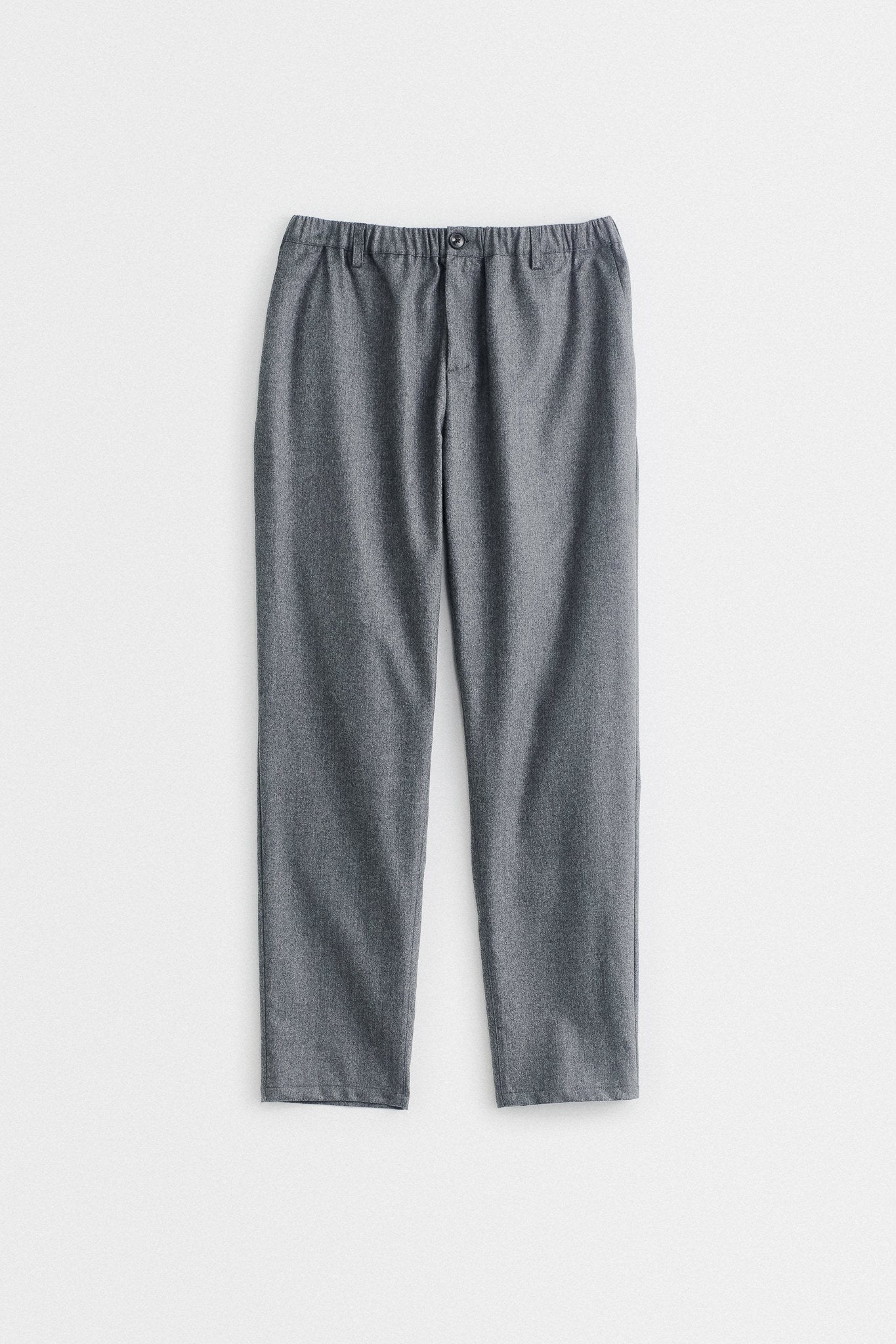 ELASTICATED WIDE TROUSERS - CHIA MELANGE FLANNEL
