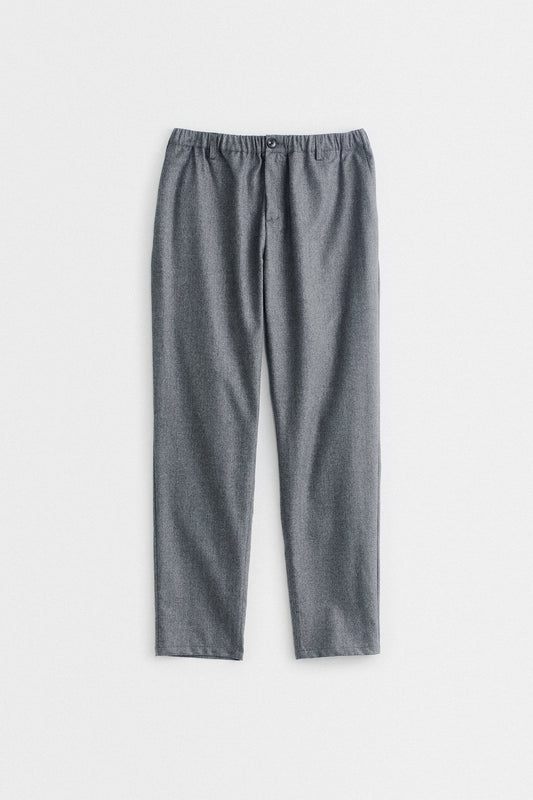 ELASTICATED WIDE TROUSERS - CHIA MELANGE FLANNEL