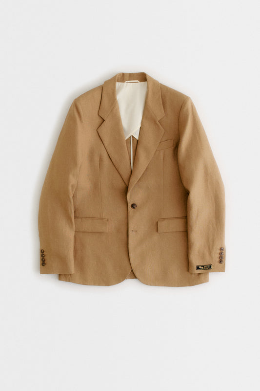 LOOSE NOTCH BLAZER - RUSTIC BROWN FLAX
