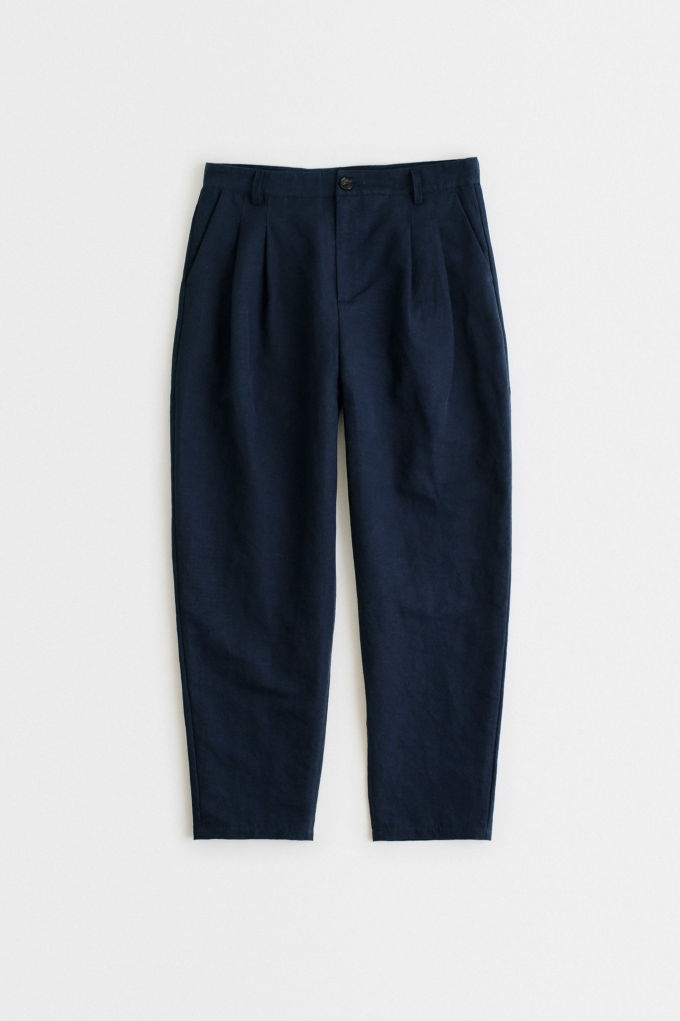 PLEATED WIDE TROUSERS - BLU NAVY