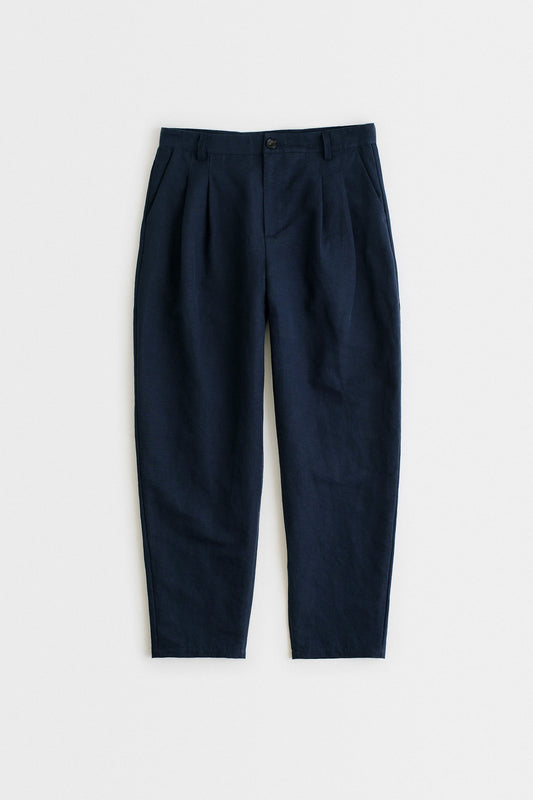 PLEATED WIDE TROUSERS - BLU NAVY
