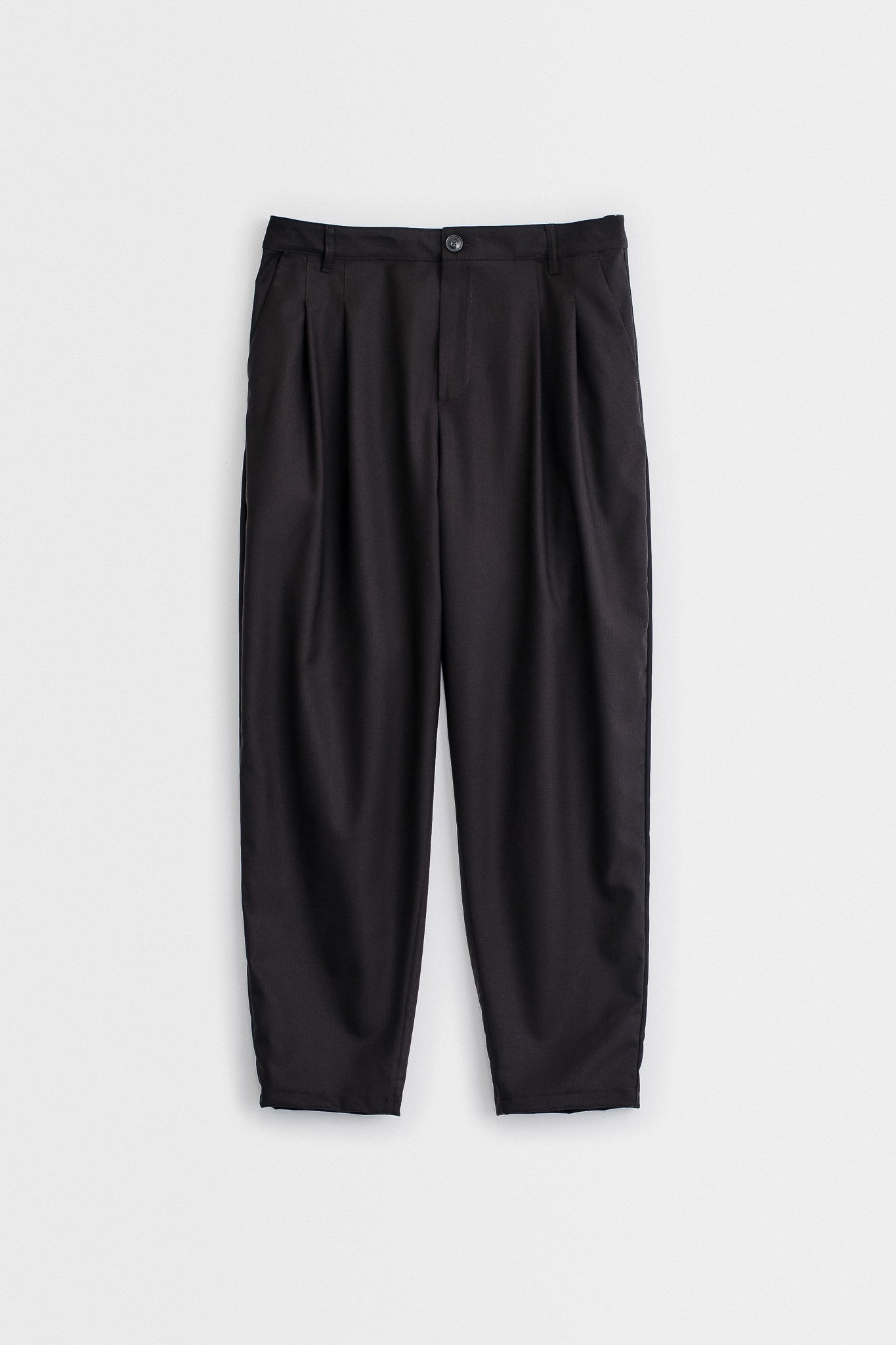 PLEATED WIDE TROUSERS - MOKKA