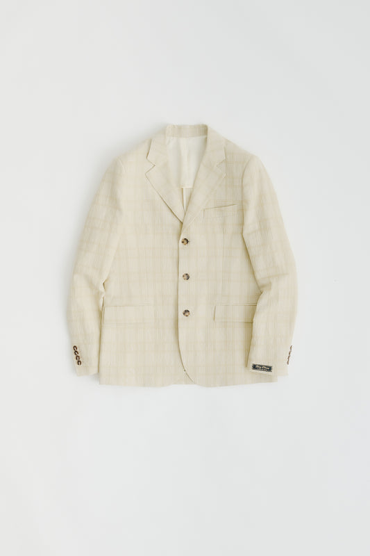 RELAXED THREE-BUTTON BLAZER - CRISPY CREME CHECK